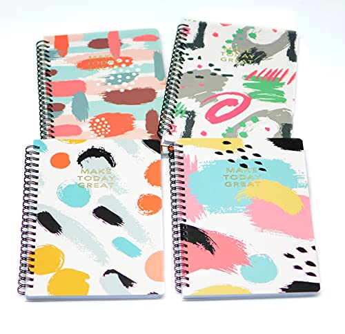 Yansanido Spiral Notebook, 4 Pcs A5 Thick Graffiti Design Hardcover 8mm Ruled 4 Color 80 Sheets -160 Pages Journals for Study and Notes (Colorful) - style: Colorful