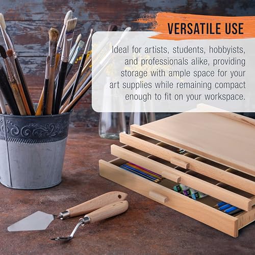U.S. Art Supply 3-Drawer Artist Tool Supply Box with Storage Drawers
