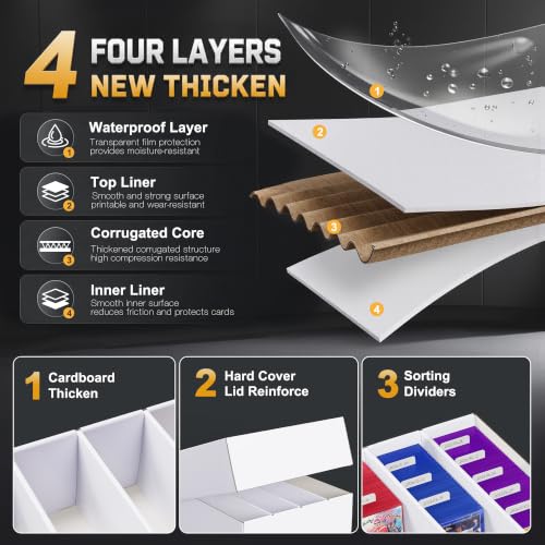ZLCA 4 Row Trading Card Storage Box, 3200+ Standard Cardboard Storage Box - color: Standard, size: 4 Row
