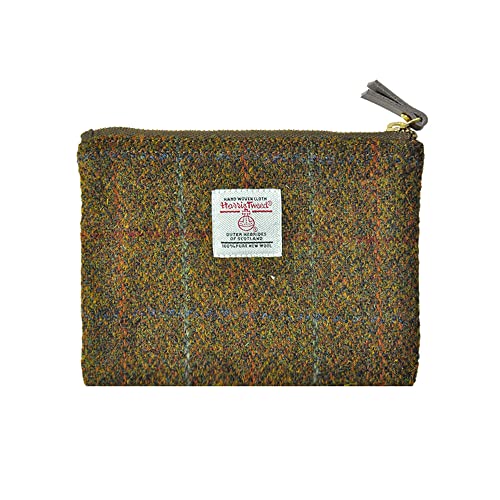 Harris Tweed Coin Purse Handmade Lipstick Bag Vintage British Portable Credit Card ID Wallet with YKK Zipper for Women men (Light Brown, Medium) - color: Light Brown, size: Medium