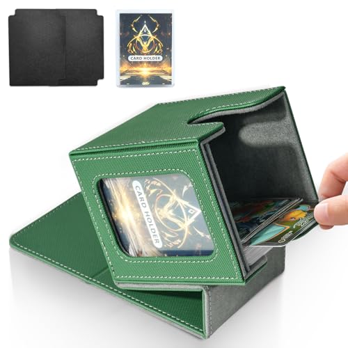 Card Deck Box for MTG Commander, Deck Case Holds 100 Double-Sleeved Cards - color: Green & Gray, size: 1 Box