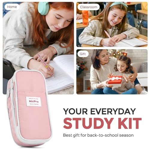 Nicpro 45PCS Mechanical Pencils with 462 Lead Refills (Pink) - size: 47 PCS