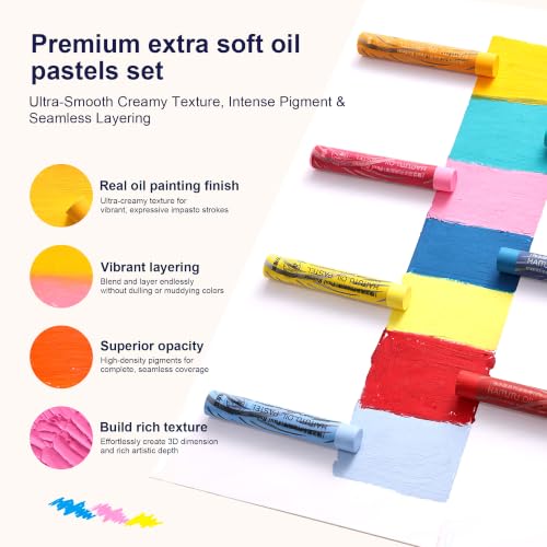 rubens 36 Colors Soft Oil Pastels, Creamy & Easy Blending - color: 36 Colors
