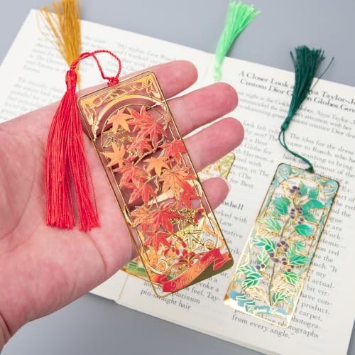 4 Pieces of deciduous Metal Bookmarks, Very Suitable for Female Readers (BKM-069-F4) - color: Deciduous Series
