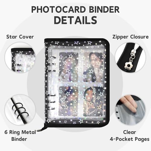 A5 Photocard Binder Holder Photo Card Storage Book 320 Pocket, Black - color: Black