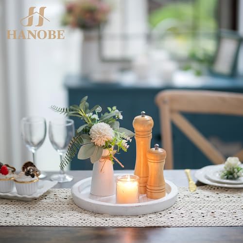 Hanobe Wooden Coffee Table Tray, Decorative Round Candle Holder Plate,White - color: Rustic White-1