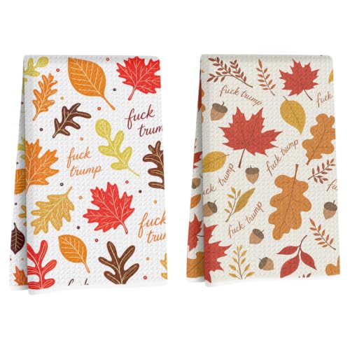 Autumn Maple Leaf Trump Kitchen Towels Funny Gifts for Women Tea Towel - color: Multi 1861