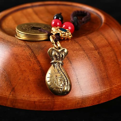 Traditional Feng Shui Good Chinese Lucky Charm Brass Keychain - style: Fortune Bag
