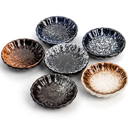 Nicunom 12 Pack Soy Sauce Dishes, Ceramic Dipping Bowls Set, 2.8 Inch Side Dishes Japanese Style Pinch Bowls Seasoning Dish for Ketchup, BBQ, Sushi, Soy