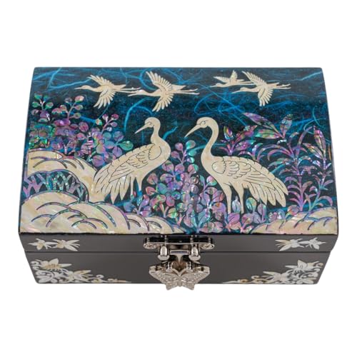 February Mountain Mother of Pearl Small Jewelry Ring Box - Gifts for best friends women, Thank you gifts, mom birthday gifts, Friendship Women Gifts Trinkets Keepsake Treasure box (Blue_Crane) - color: Blue_Crane