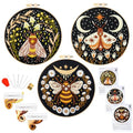 Hand Embroidery Starter Kits for Beginners Adults, Counted Stamped Cross Stitch Kit for Beginners Adults, Embroidery Needlepoint Kit with Moth Flower Pattern, 3 Hoops (Attached Teaching Video QR Code) - color: Moth