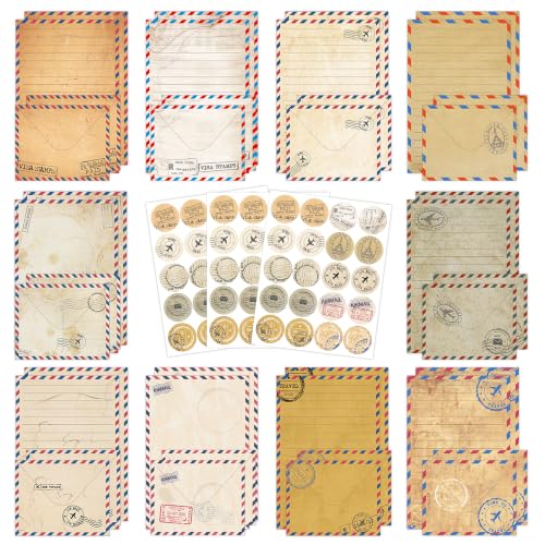 FUNCLASS 160 Pcs Vintage Airmail Stationery Set Letter and Envelopes - color: Vintage Airmail