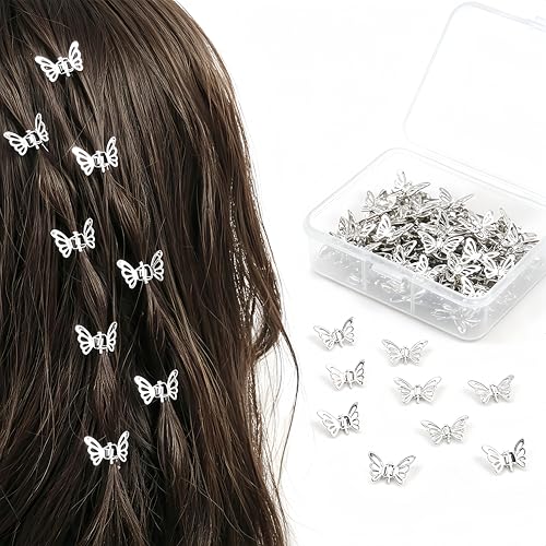 35Pcs Silver Butterfly Hair Clips Thicker Round-Edged Y2K