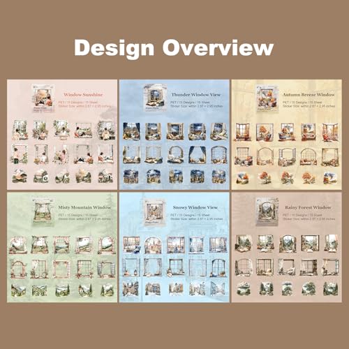 90 Pcs Window Scene Stickers for Scrapbooking and Journaling - color: Weather Window