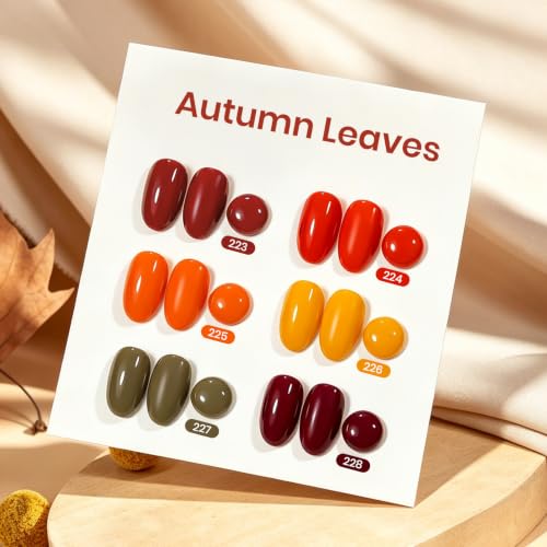 Beetles Fall Gel Polish Set, Autumn Leaves, Burgundy Brown Colors - color: A - Creme | Autumn Leaves