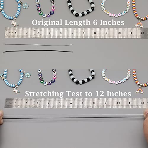 LUSTEMBER Stretchy String for Bracelets, 4 Rolls 1 mm Sturdy Elastic String Elastic Cord for Jewelry Making, Necklaces, Beading (2 Black+ 2 White) - size: 2 Black+2 White