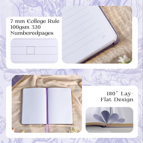 TIEFOSSI A5 Lined Journal for Women & Men, 100 GSM Thick Paper - color: Purple, size: Lined