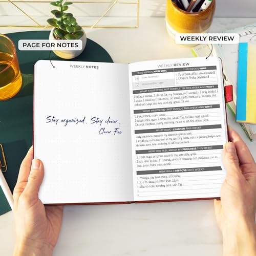 Clever Fox Daily Planner, Undated Professional & College Day, Red - color: Red (Undated)