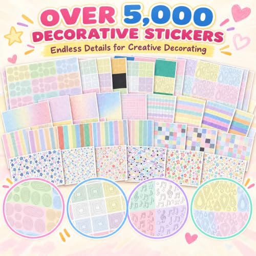 2 Pack Aesthetic Sticker Book with 5000+ Cute Stickers - 20 Sheets Scrapbook Stickers for Journaling & Scrapbooking, Junk Journal Supplies with Floral, Borders & Shapes, Decorative Stickers - color: 2 Pack Aesthetic