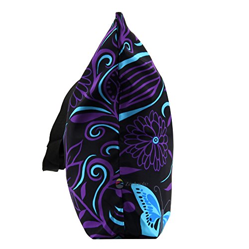 Beach Tote Bags Travel Shopping Bag With Zippered for Women - color: Purpleline