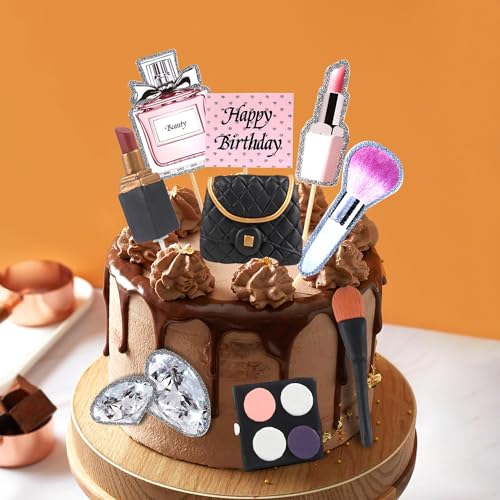 12 PCS Makeup Cake Toppers Set with Clay Cosmetic Decorations