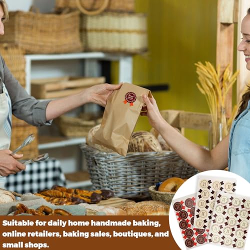 LELE LIFE 900 Handmade Stickers, 3 Styles, 300pcs Each, 2.8x3.5cm/1.1x1.4in, Paper, Rectangular, Perfect for Baked Goods Packaging