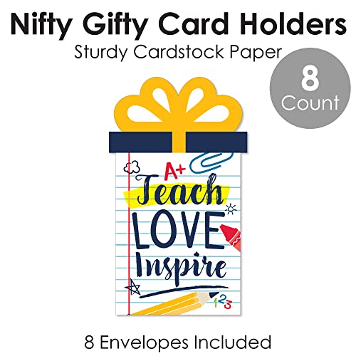 Big Dot of Happiness Back to School - First Day of School Classroom Money and Gift Card Sleeves - Nifty Gifty Card Holders - Set of 8