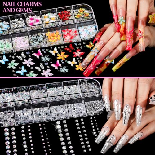 FANDAMEI Nail Art Kit, Nail Gems, Nail Charms, Nail Art Tools, Nail Stuff