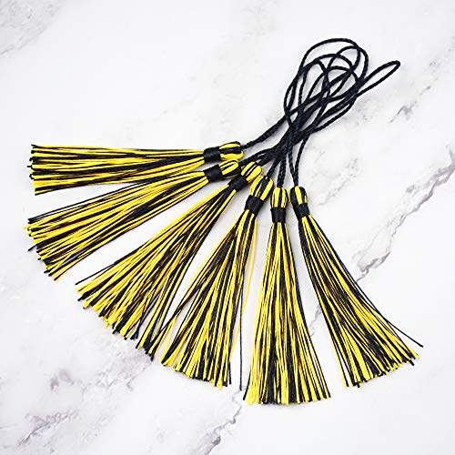 100Pcs 5 Inch Silky Bookmark Tassels for Jewelry, Souvenir(Black Gold) - color: Black&gold