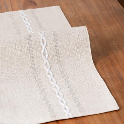 Wracra Cotton Linen Place Mats, Ivory Embroidered Placemats Set of 8 - color: Hemstitched Ivory, size: Placemats(Set of 8)