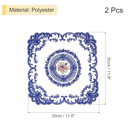 uxcell 2Pack Retro Lace Placemat 12x12-in Square Embroidered Table Place Mats French Crochet Doilies Coasters Cup Mat for Home Wedding, Dark Blue - color: Dark Blue