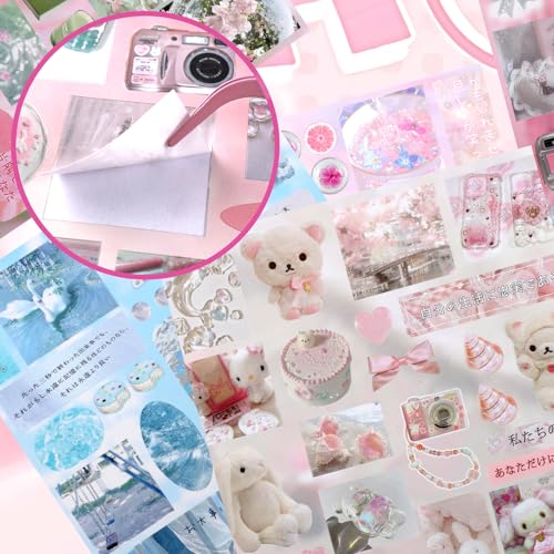 Tmtains 30 Sheets Japanese Sticker Book for Scrapbook 700+Pcs Heisei Retro Korean Sticker for Journaling Pink Aesthetic Stickers Book for Adults DIY Craft Scrapbooking Junk Supplies (Dive into Dreams) - color: Ap-pink