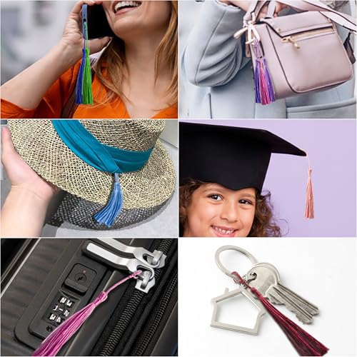 200 PCS Bookmark Tassels Bulk, 20 Colors Mini Silk Tassels for Crafts, 5" Bookmarks Tassel with Loop, Small Tassel for Bookmarks, Keychains, Jewelry DIY, Graduation Caps – 10 of Each Color