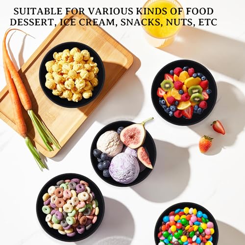 10oz Dessert Bowls Set of 8, Small Plastic Bowl Reusable (Black) - color: Black, size: 10 oz
