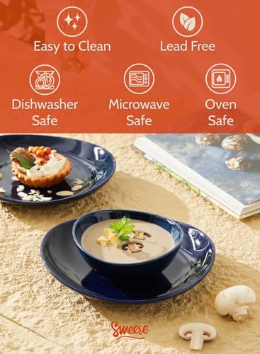 Sweese 10 oz Small Porcelain Bowls - Set of 6 - Ceramic Serving Bowls versatile for Cereal, Fruit, Dessert, Ice Cream, Snack & Yogurt - Shaded of Blue Colored - color: Shades of Blue, style: Small (10 oz)