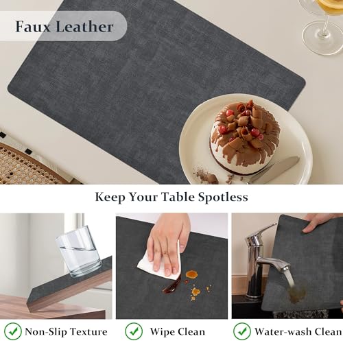 FROMHEART Faux Leather PU Placemats Set of 4 (Dark Grey,11.8" x 17") - color: Dark Grey, size: Set of 4