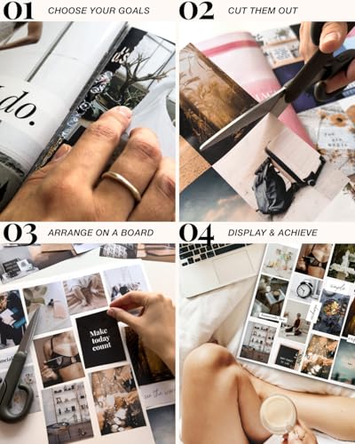 Vision Board Book Magazine for Women - 1000+ Diverse Pictures, Quotes, Self-discovery Exercises | Complete Collage Clip Art Supplies Kit for Adults | Ideal for Vision Mood Board Party & Manifestation - color: Vision Board Book