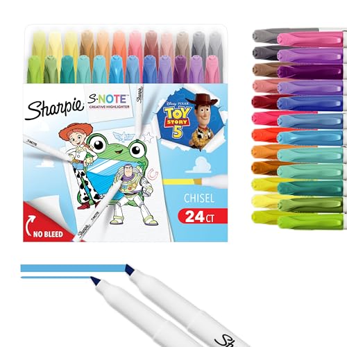 Sharpie S-Note Creative Highlighters, Toy Story 5 Packaging, Chisel Tip, Assorted, 24 Count - size: 24 Count - Toy Story