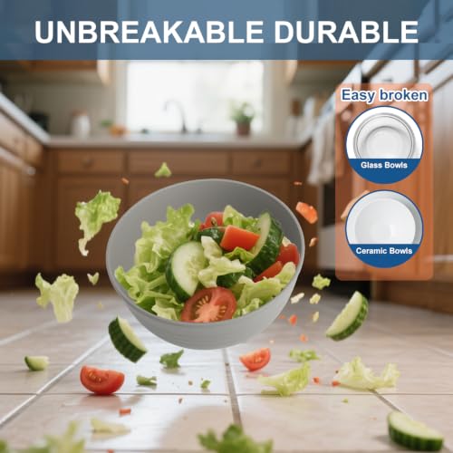 Wheat Straw Bowls Sets of 6, 26oz Plastic Bowl Reusable, Unbreakable Cereal Bowl, Microwave and Dishwasher Safe Soup Bowls for Kitchen, Camping, RV, Party - BlackBeige - color: Blackbeige, size: 26 oz