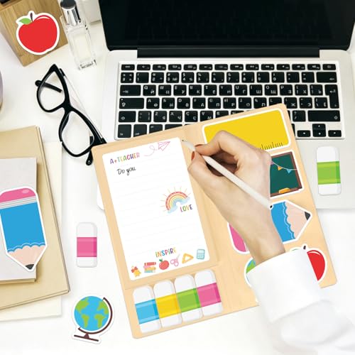 Teacher Sticky Notes Set, 420 Sheets Teaching is a Work of Heart Self-Stick Notes Pads Teachers Themed Memo Pads for Teacher Appreciation Gift Back to School Office Supplies - style: Teacher