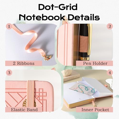 TIEFOSSI A5 Dotted Journal Notebook 190 Pages for Women & Men - color: Pink, size: A5-Dotted