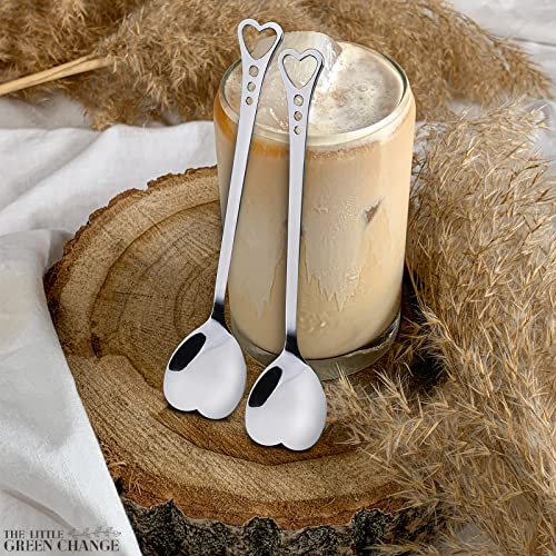 6 Pcs Heart Shaped Spoons for Ice Cream and Desserts, 5.6", Silver - color: 6 Pcs Silver Heart Shaped Spoons Set