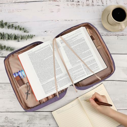 FINDCOZY Bible Cover for Women, Large Carrying Case for Regular Bible - color: Purple, size: Large