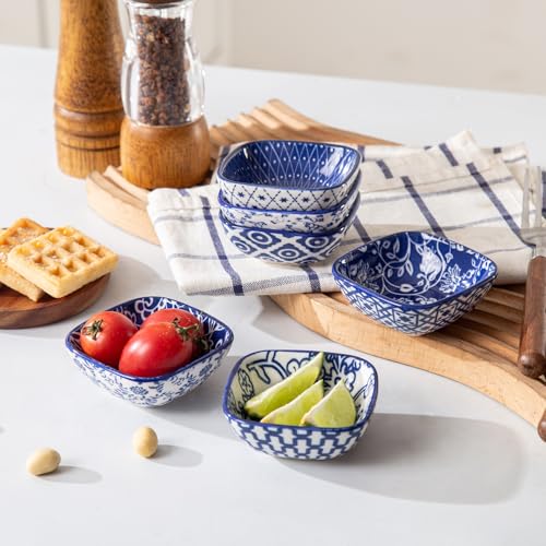 2.6 Oz Ceramic Mini Square Dipping Bowls Set of 6