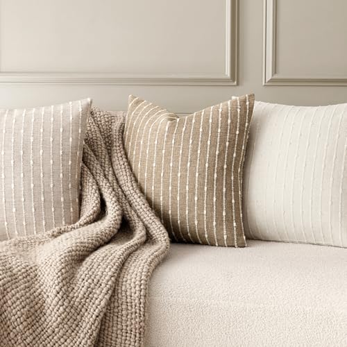Foindtower Boho Striped Boucle Lumbar Throw Pillow Covers 12x20 Inch Camel - color: Camel, size: 20" x 12" (Pack of 2)