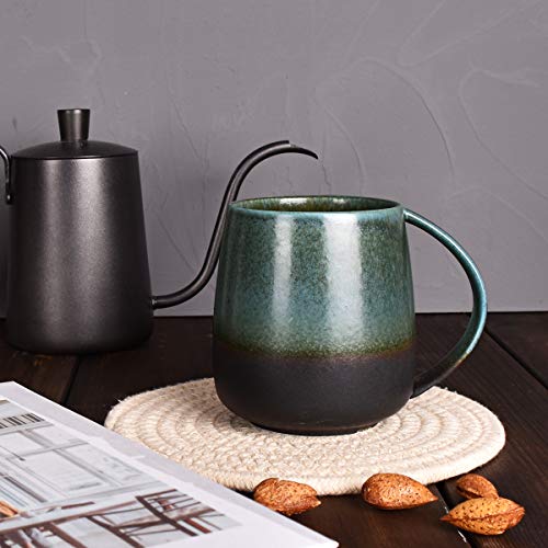Bosmarlin Matte Ceramic Coffee Mug, Tea Cup for Office and Home, 13 oz, Dishwasher and Microwave Safe, 1 Pack (Forest night) - color: Forest night