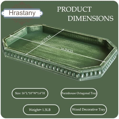 Hrastany Green Wood Decorative Tray, Coffee Table Tray for Ottoman - color: Retro Brown2-z8, size: 15.7" x 10.2" x 1.6"
