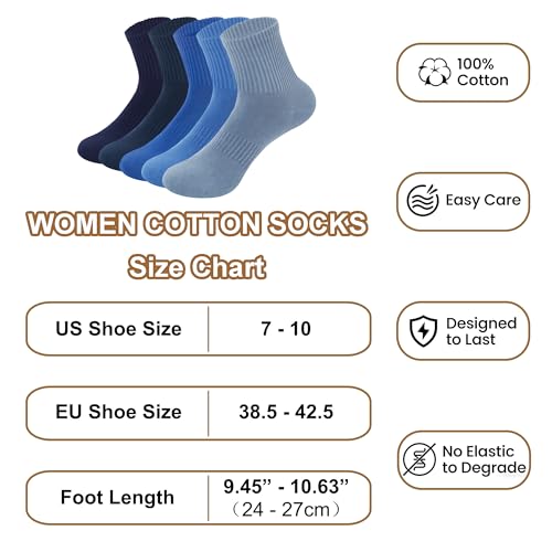 Women's Cotton Quarter Crew Socks - color: 25 Multicolor - 5 Pairs