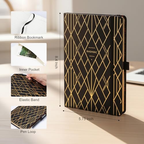 Comix Aesthetic Lined Journal for Writing, 192 Pages, 100GSM Paper, A5 Size - color: Black
