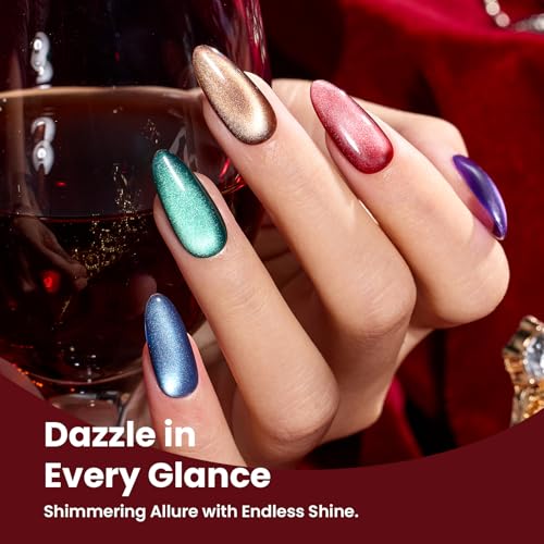 Beetles Jewel Parade Cat Eye Gel Nail Polish Set, 6 Colors Fall Cat Eye - color: A - Glass Cat Eye | Jewel Parade